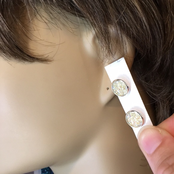 Yellow Faux Druzy Earrings - Picture 3 of 7